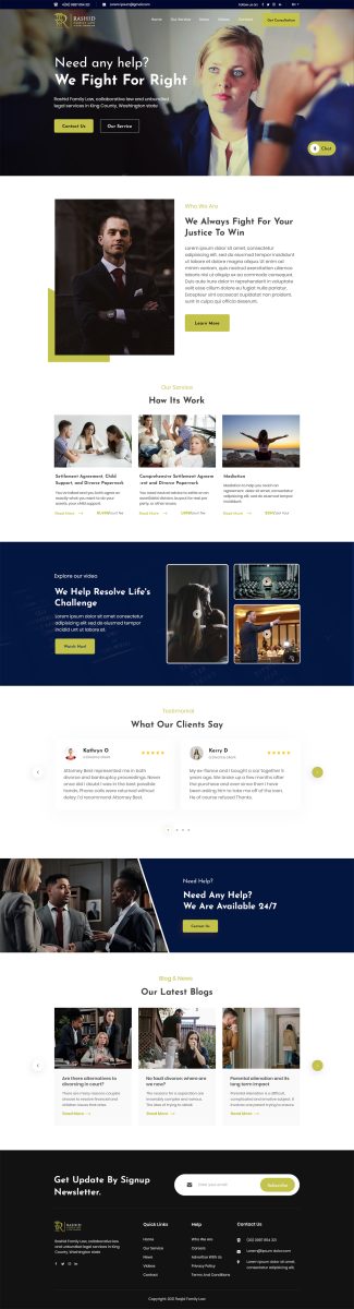Elegant, Playful Web Design for Rashid Family Law, Legal Technician in United States